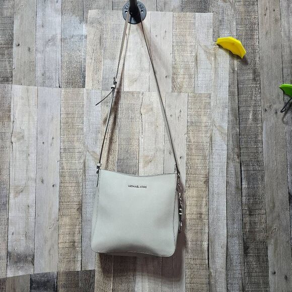 Michael Kors Jet Set Large Saffiano Leather Messenger Bag Grey Crossbody - Picture 2 of 12